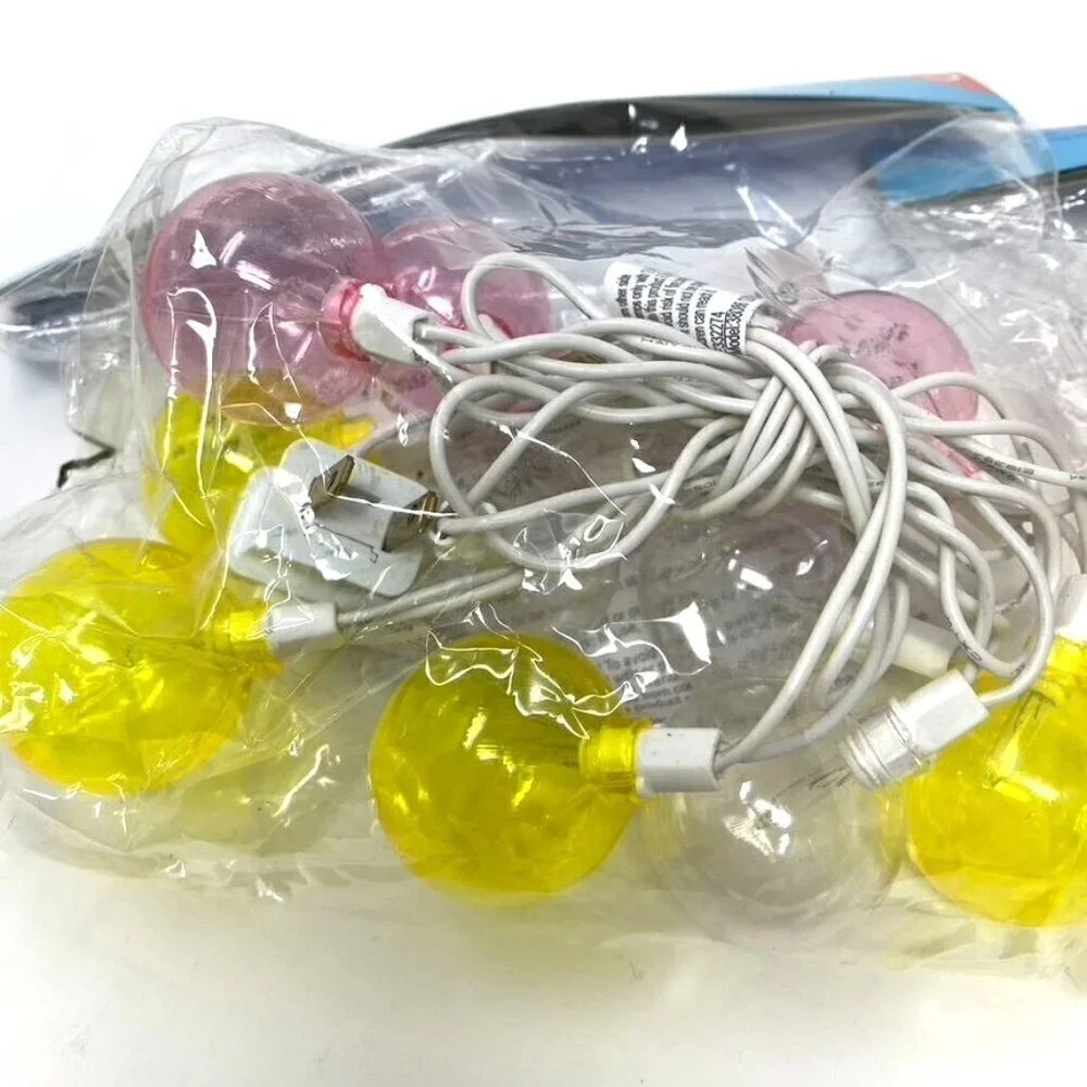 Ball String Lights Yellow Pink Clear 4.9 Feet Indoor Outdoor 2 Packs. A1